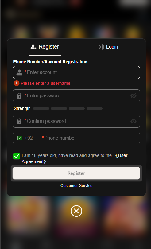 WGS456 GAME-REGISTERATION