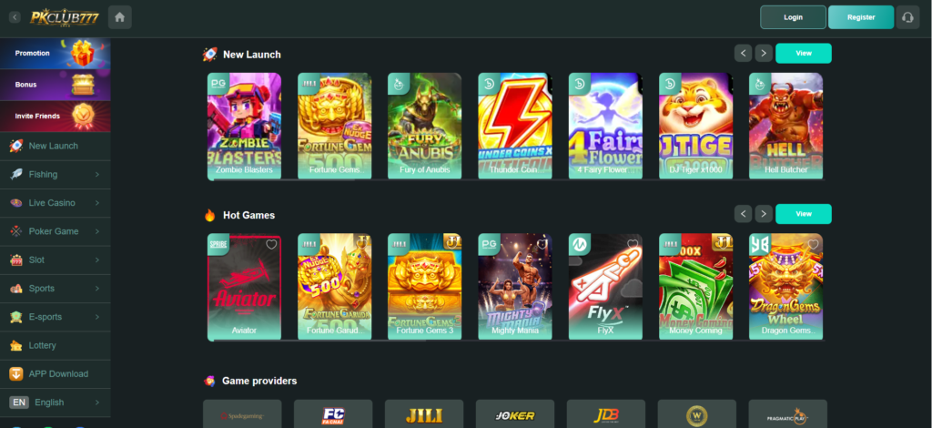 pkclub777 Game home page